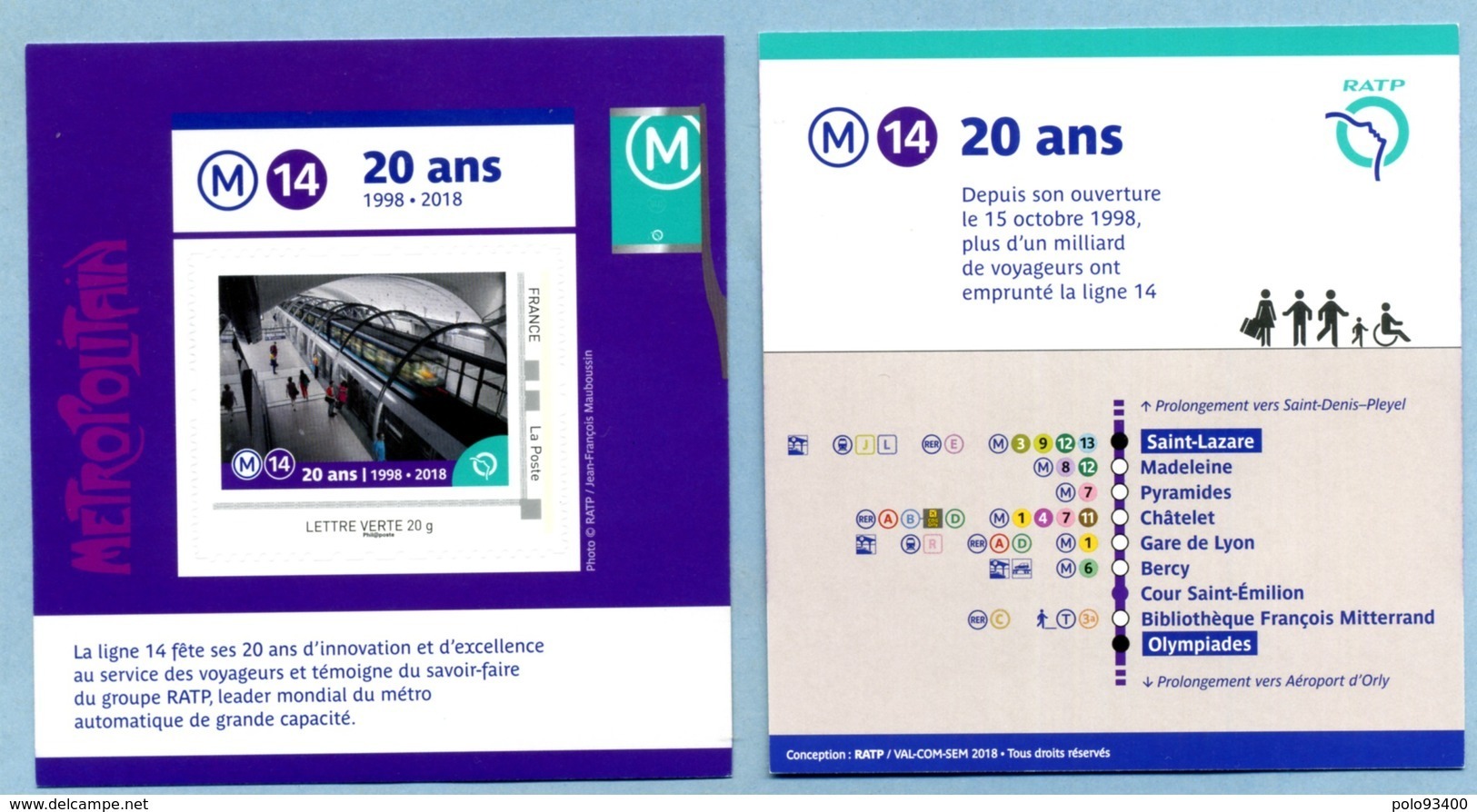 2018  RATP Les 20 Ans De La Ligne 14 - Collectors