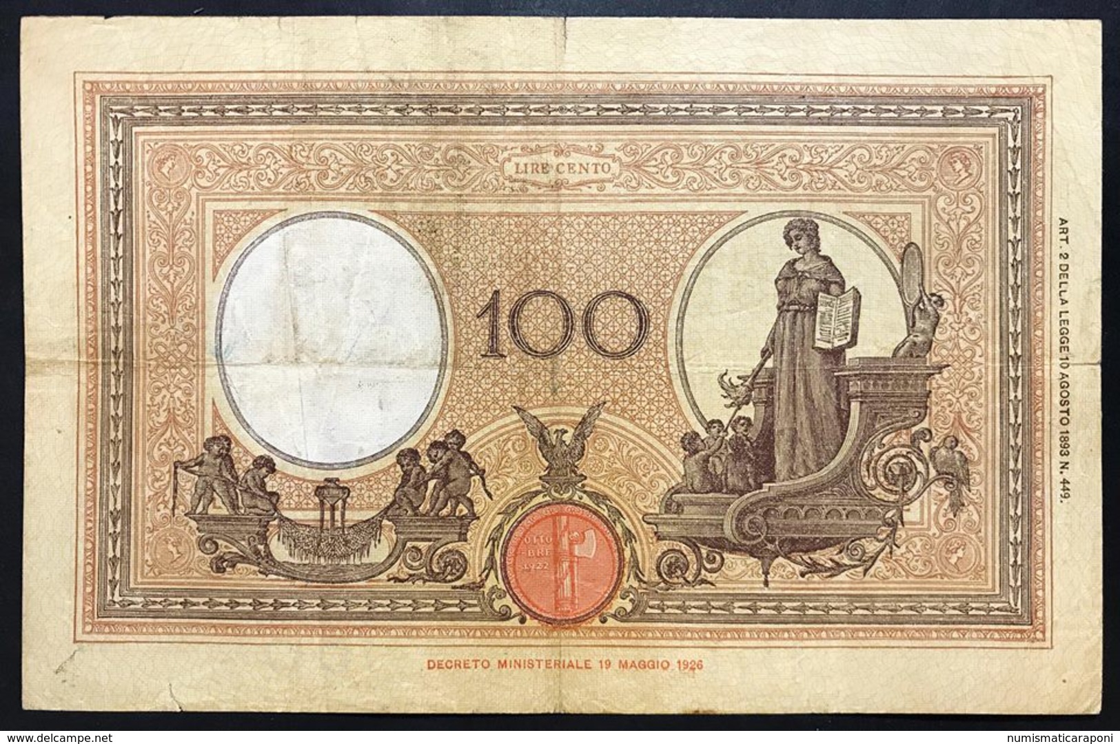 100 Lire Azzurrino 16 12 1932 Pressata Taglietti   LOTTO 2408 - 100 Liras