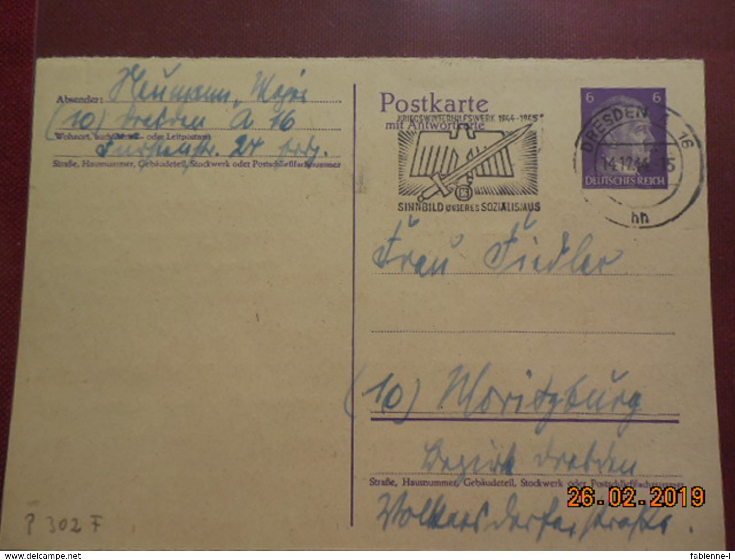 Entier Postal De 1944 - Other & Unclassified