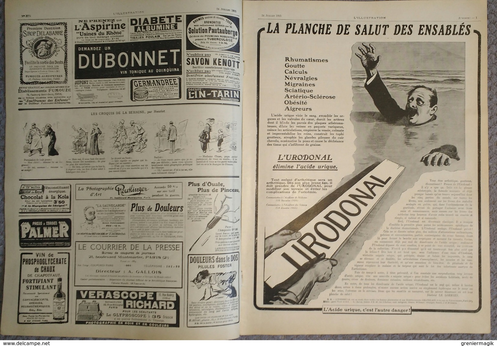 L'Illustration 3777 24 Juillet 1915 Aviateur Gilbert/Pierre Loti/Drapeau Du 66e/Mme Carton De Wiart/Tranchée De Calonne - L'Illustration