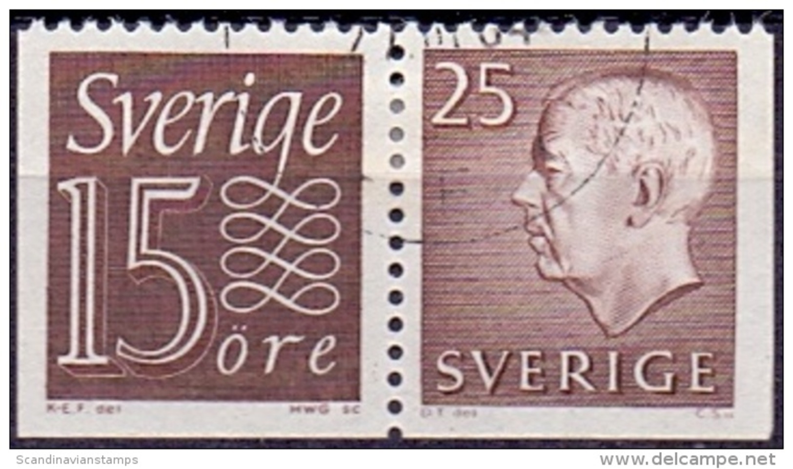 ZWEDEN 1961-71 15+25öre Paar Tanding Onder Bruin Gustaf VI Adolf Type III GB-USED - Oblitérés