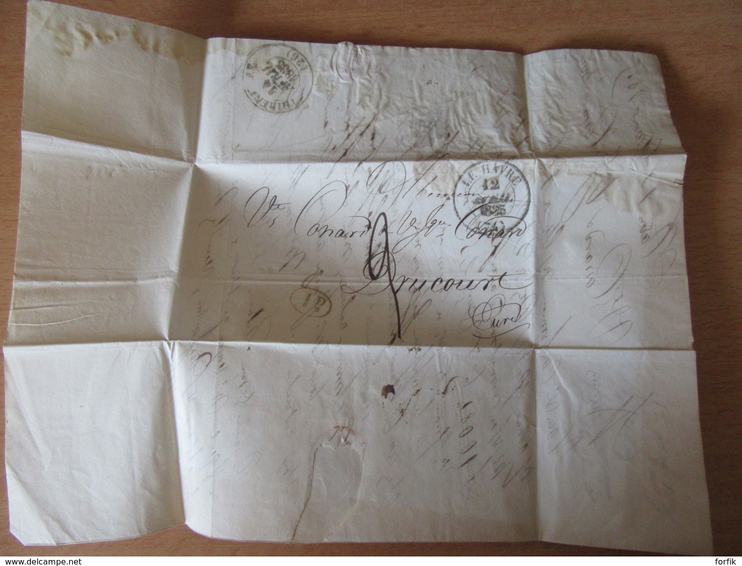 France - Lettre Le Havre Vers Drucourt - Taxe Manuscrite Chiffre 9 + Cachet Type 13 + Taxe 1 Décime - Avril 1835 - 1801-1848: Precursors XIX