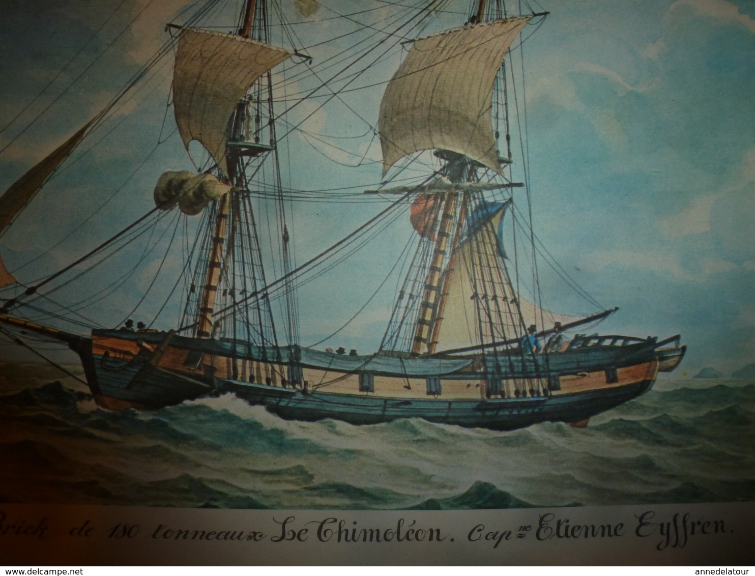 Brick De 180 Tonneaux LE THIMOLEON, Capitaine Eyffren  (Portrait Navire  ,dimension Hors-tout = 48cm X 36cm - Décoration Maritime