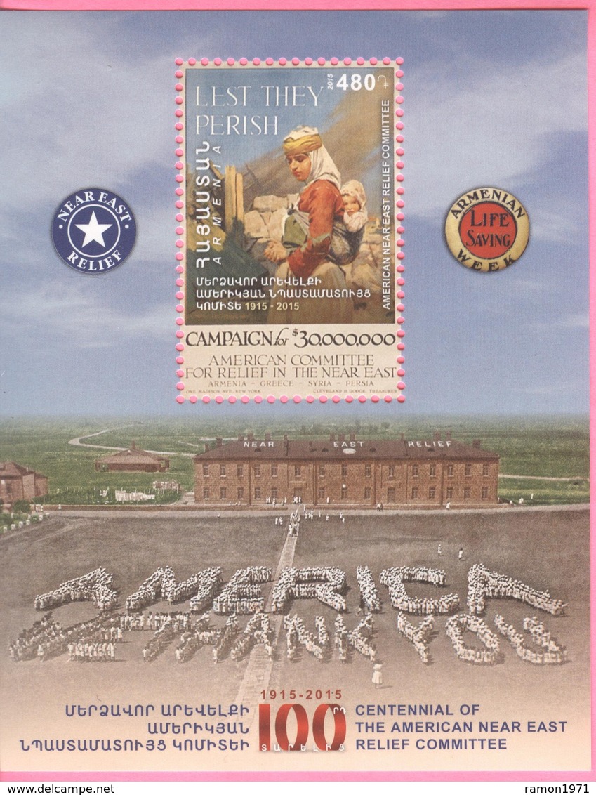 Armenia - 2015 - Centennial Of The Armenian Genocide - American Near East Relief Committee (Block Of Stamps) - Armenië