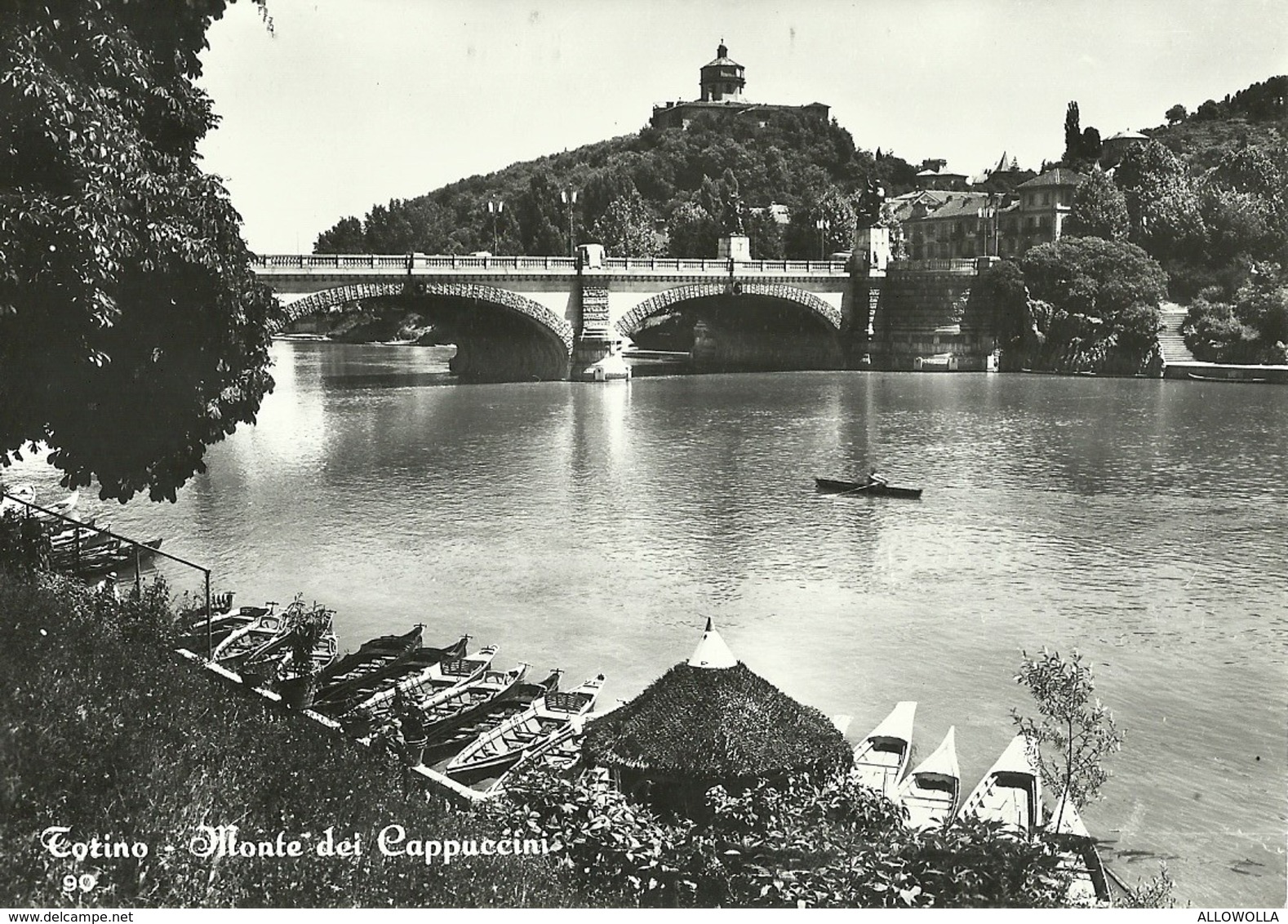 2840 "TORINO - MONTE DEI CAPUCCINI - FIUME PO CON CANOA E IMBARCADERO" CARTOLINA POST. ORIGINALE NON SPEDITA - Fiume Po