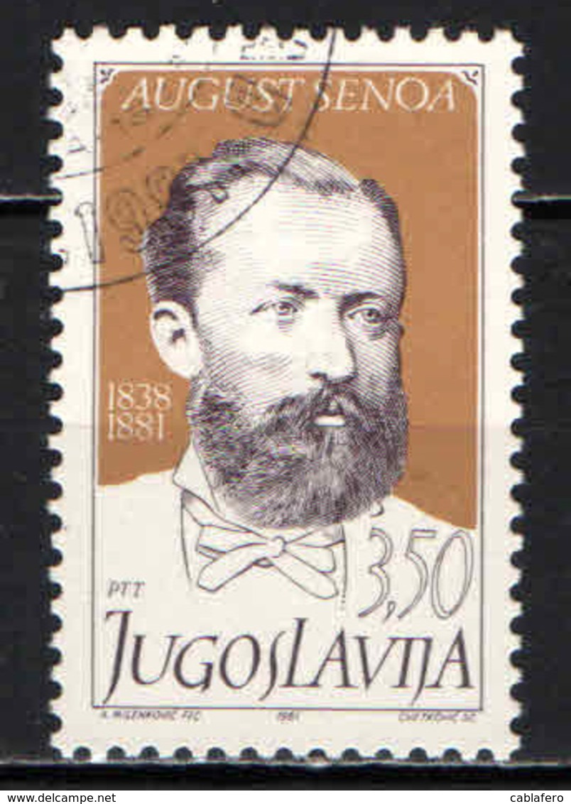 JUGOSLAVIA - 1981 - AUGUST SENOA - SCRITTORE - USATO - Usati