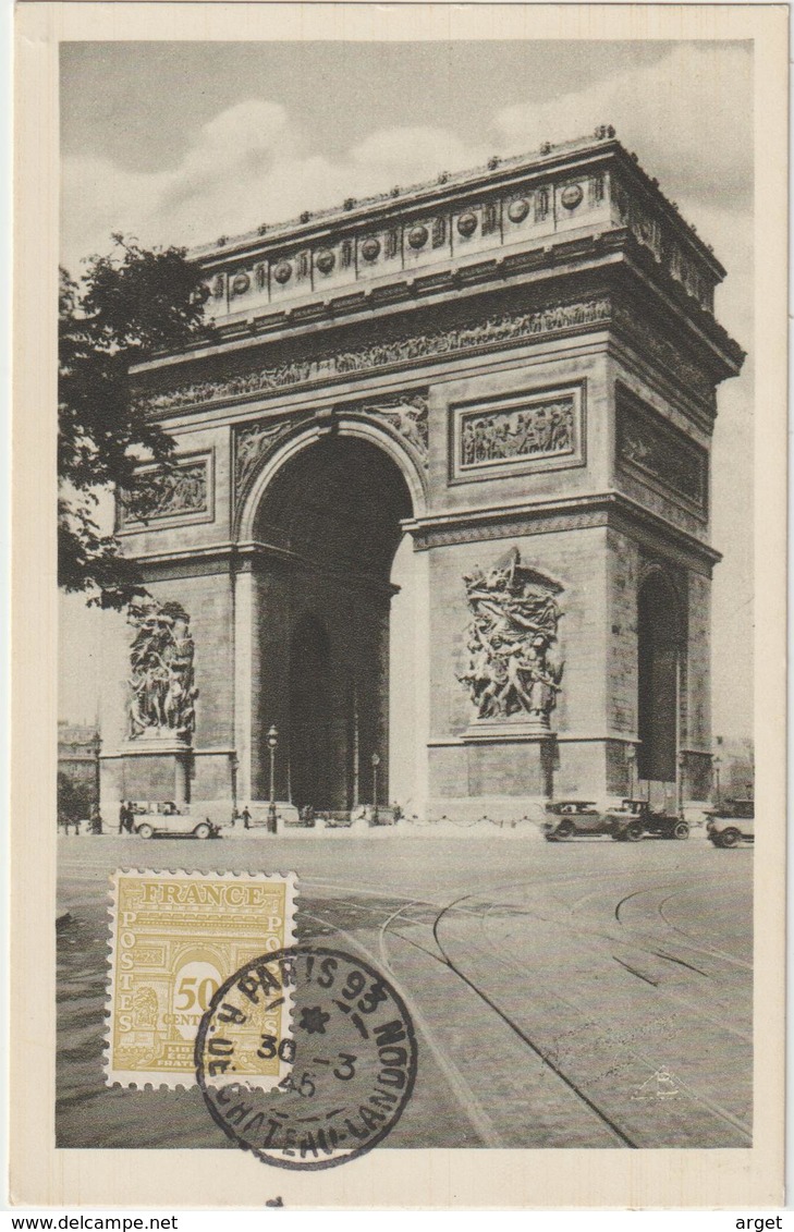 Carte-Maximum FRANCE N° Yvert 623 (ARC DE TRIOMPHE) Obl Sp 30.3.45 (Ed Braun) - 1940-1949