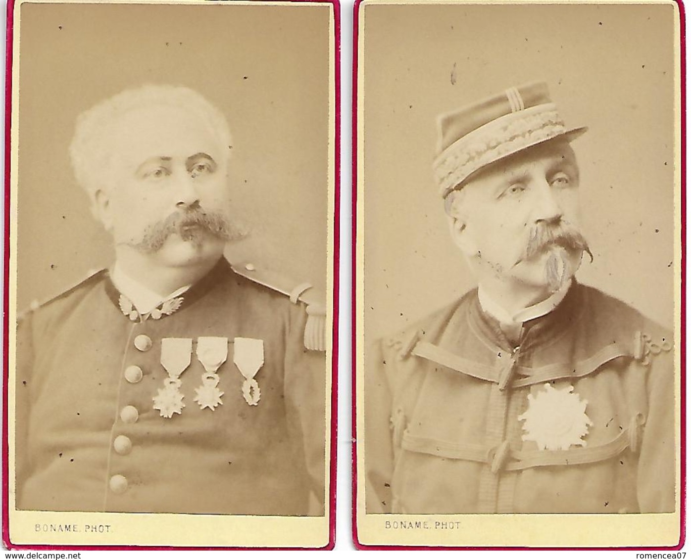 OFFICIERS D'un REGIMENT D'INFANTERIE - Lot De 2 CDV - Par A. Boname, Photographie à Besançon (Doubs) - Fin XIXe - Guerre, Militaire