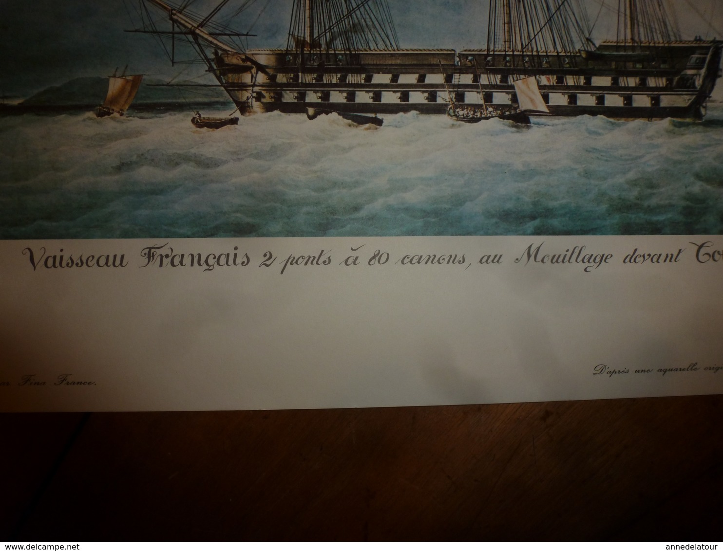 Vaisseau Français 2 Ponts A 80 Canons, Au Mouillage Devant TOULON (Portrait Navire  ,dimension Hors-tout = 48cm X 36cm - Maritime Decoration