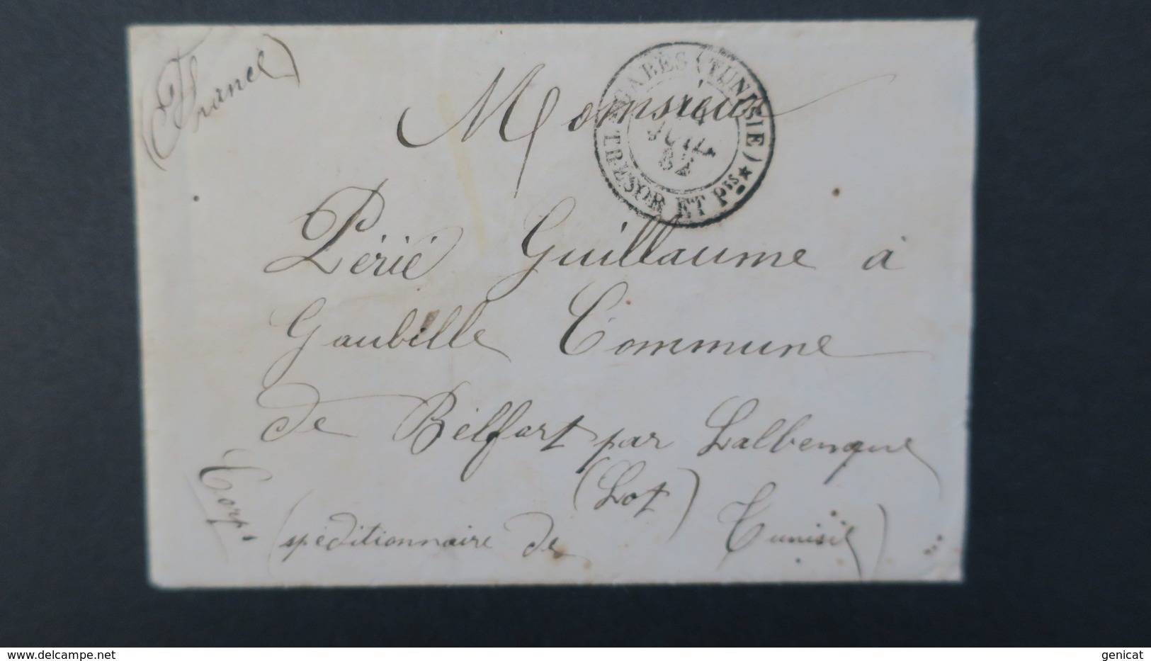 Tunisie Lettre Corps Expéditionnaire 1882 Obliteration Tresor Et Postes Gabes Pour La France - Lettres & Documents