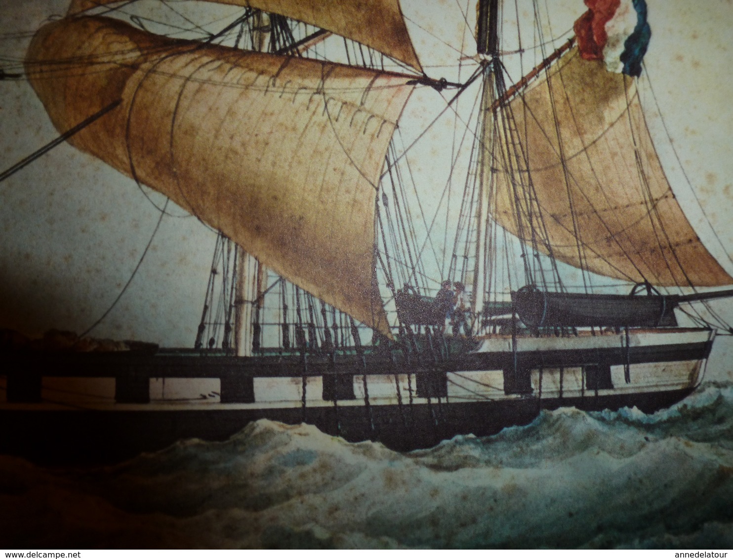 Trois Mâts ALFRED ,Capitaine Viale,au Détroit De Gibraltar, Pour ANTILLES (Portrait Navire  ,dim. Hors-tout = 48 X 36cm - Maritieme Decoratie