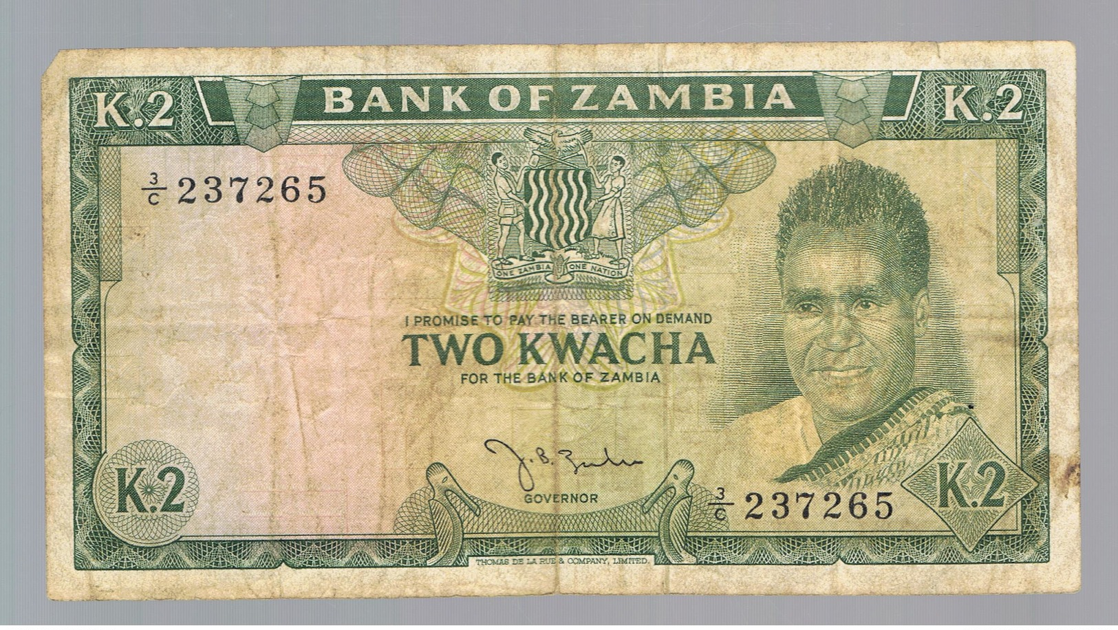 ZAMBIA»2 KWACHA»1969 ND ISSUE» PICK-11(A)»FINE CONDITION»CIRCULATED - Zambia