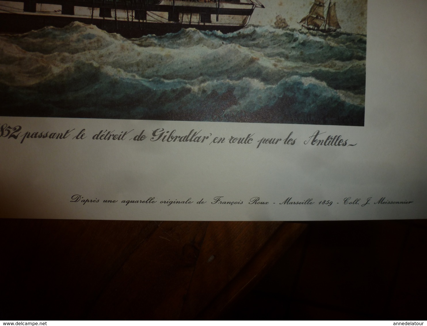 Trois Mâts ALFRED ,Capitaine Viale,au Détroit De Gibraltar, Pour ANTILLES (Portrait Navire  ,dim. Hors-tout = 48 X 36cm - Decoración Maritima