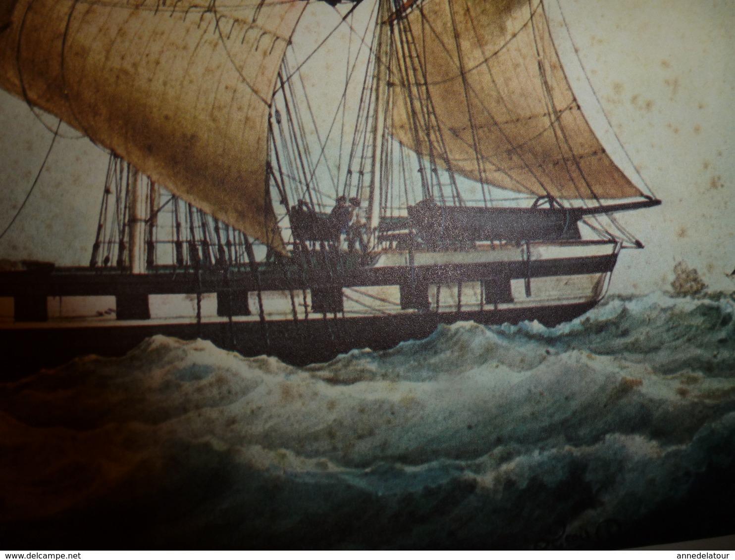 Trois Mâts ALFRED ,Capitaine Viale,au Détroit De Gibraltar, Pour ANTILLES (Portrait Navire  ,dim. Hors-tout = 48 X 36cm - Maritime Dekoration