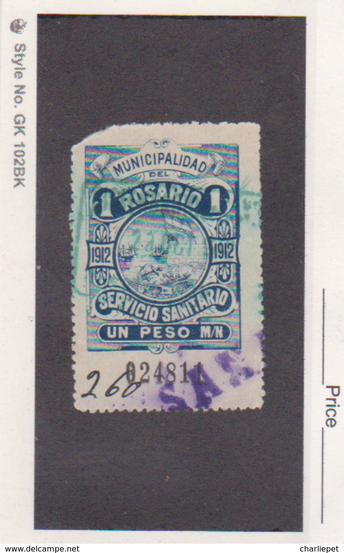 Rosario Argentina 1912 1P Blue Hooker Prostitute Tax Stamp Used  Sana Cancellation - Used Stamps