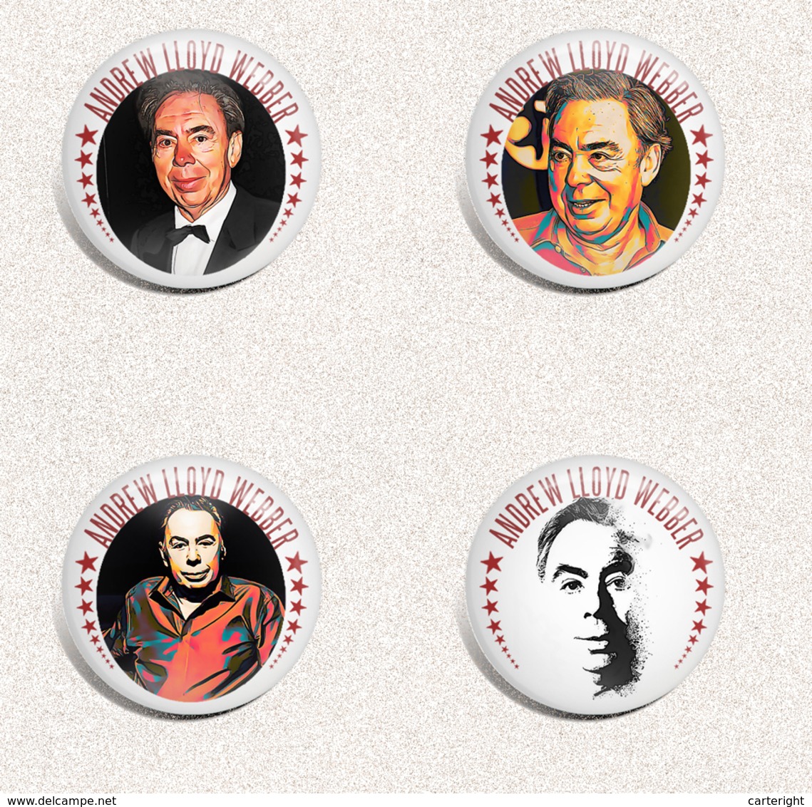 Musician Andrew Lloyd Webber Fan ART BADGE BUTTON PIN SET 2 (1inch/25mm Diameter) 35 X - Music