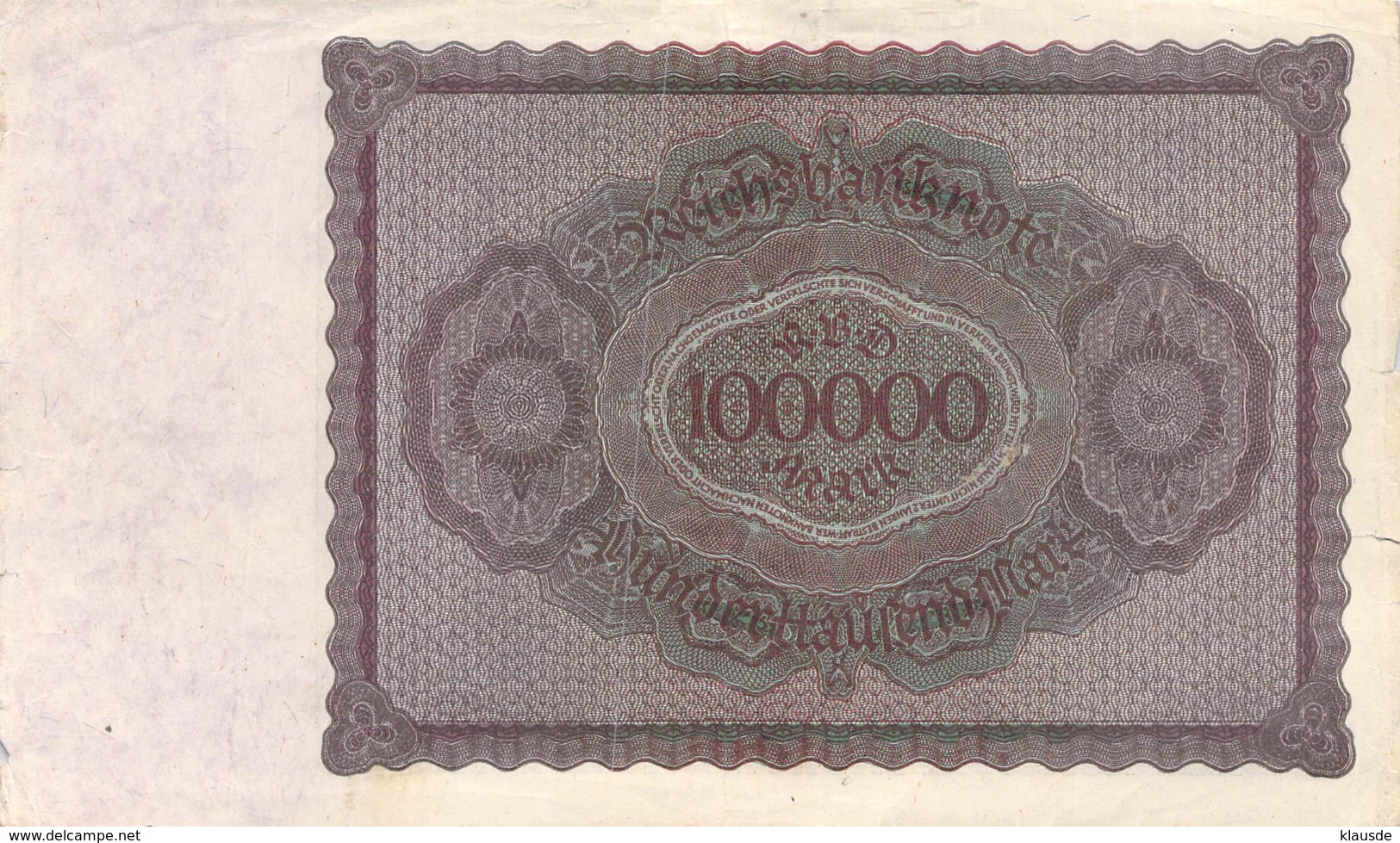 100.000 Mark Reichsbanknote 1923 - 100000 Mark