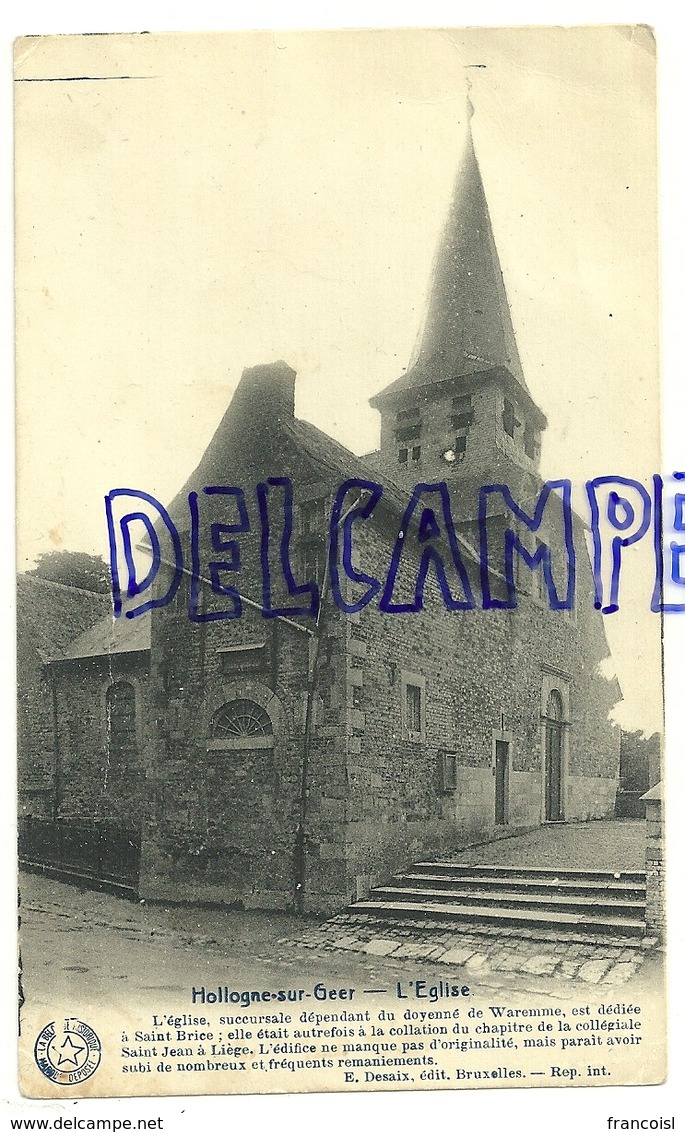 Belgique. Hollogne-sur-Geer. L'Eglise. Phototypie Desaix - Geer