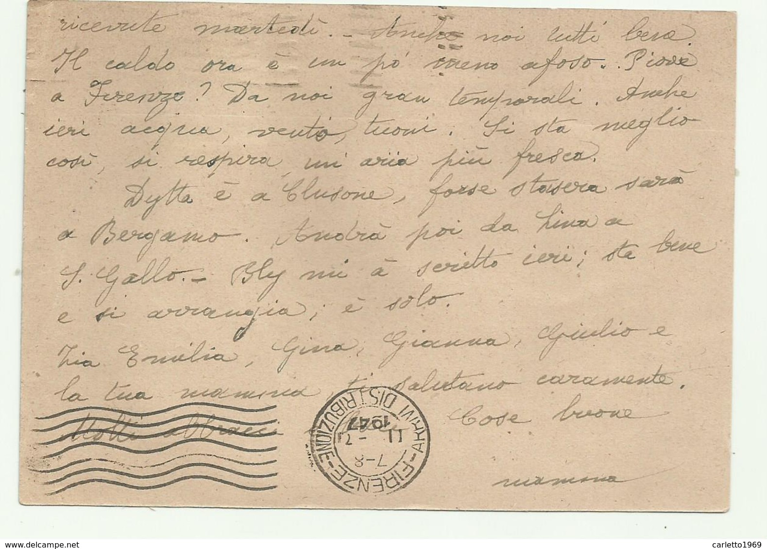 CARTOLINA POSTALE LIRE 3 CON AGGIUNTA LIRE 1  1947  FG - 1946-60: Oblitérés