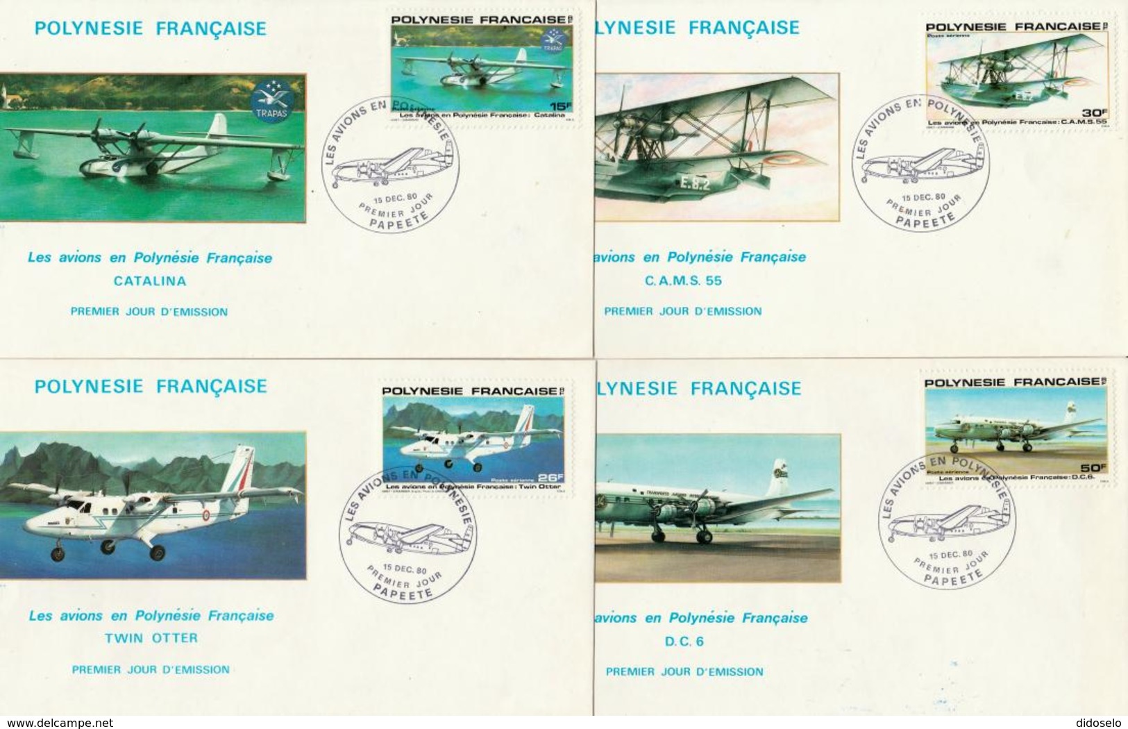 French Polynesia - 1980 Set On FDC - Aeroplanes - Brieven En Documenten