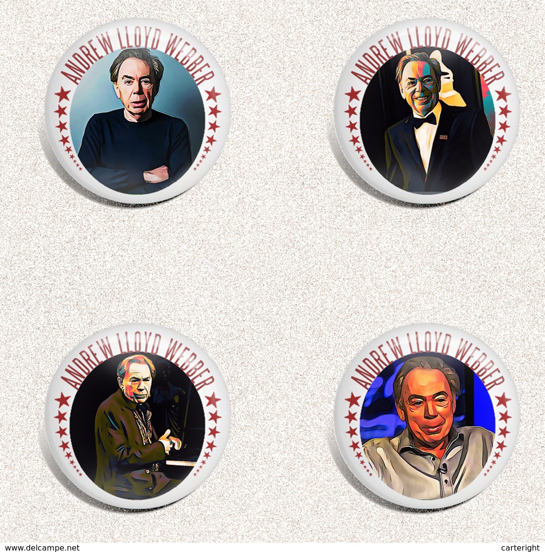 Musician Andrew Lloyd Webber Fan ART BADGE BUTTON PIN SET 3 (1inch/25mm Diameter) 35 X - Music