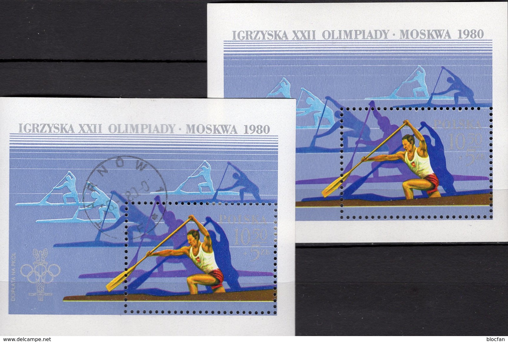 Moskwa Sommer-Olympiade 1980 Polonia Blocks 81 **/o 4€ Kanadier Bloque Hb Olympics Blocs M/s Sport Sheets Bf Poland - Blocks & Sheetlets & Panes