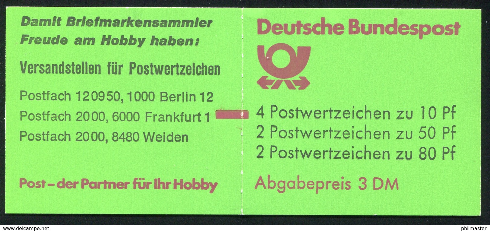 24f MH BuS 1982 Mit Zählbalken: Verschnitt Der 2. Und 3. Deckelseite, ** - Sonstige & Ohne Zuordnung