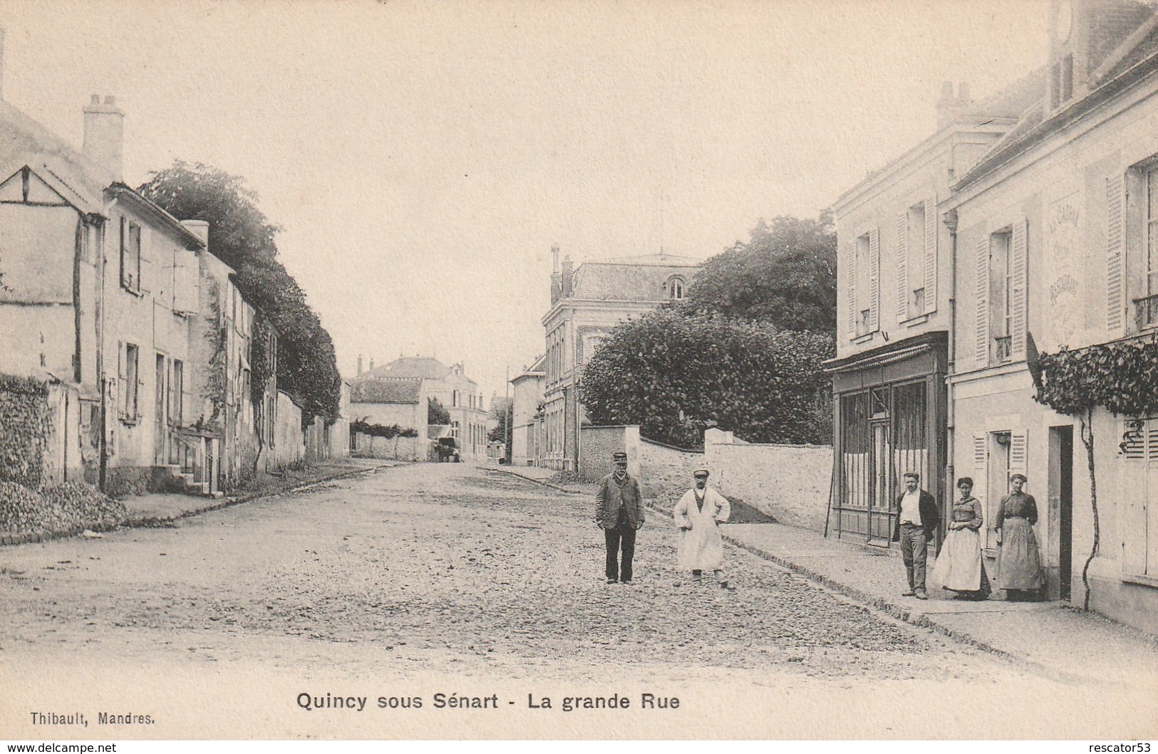 Rare Cpa Quincy Sous Sénart La Grande Rue Animée - Sonstige & Ohne Zuordnung