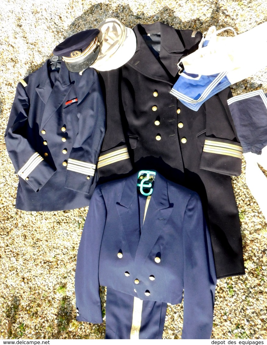 TRES BEL ENSEMBLE NOMINATIF CAPITAINE De FREGATE 1944 à 1974 : TENUES + CASQUETTE + MANTEAU ++++++ - Uniformes