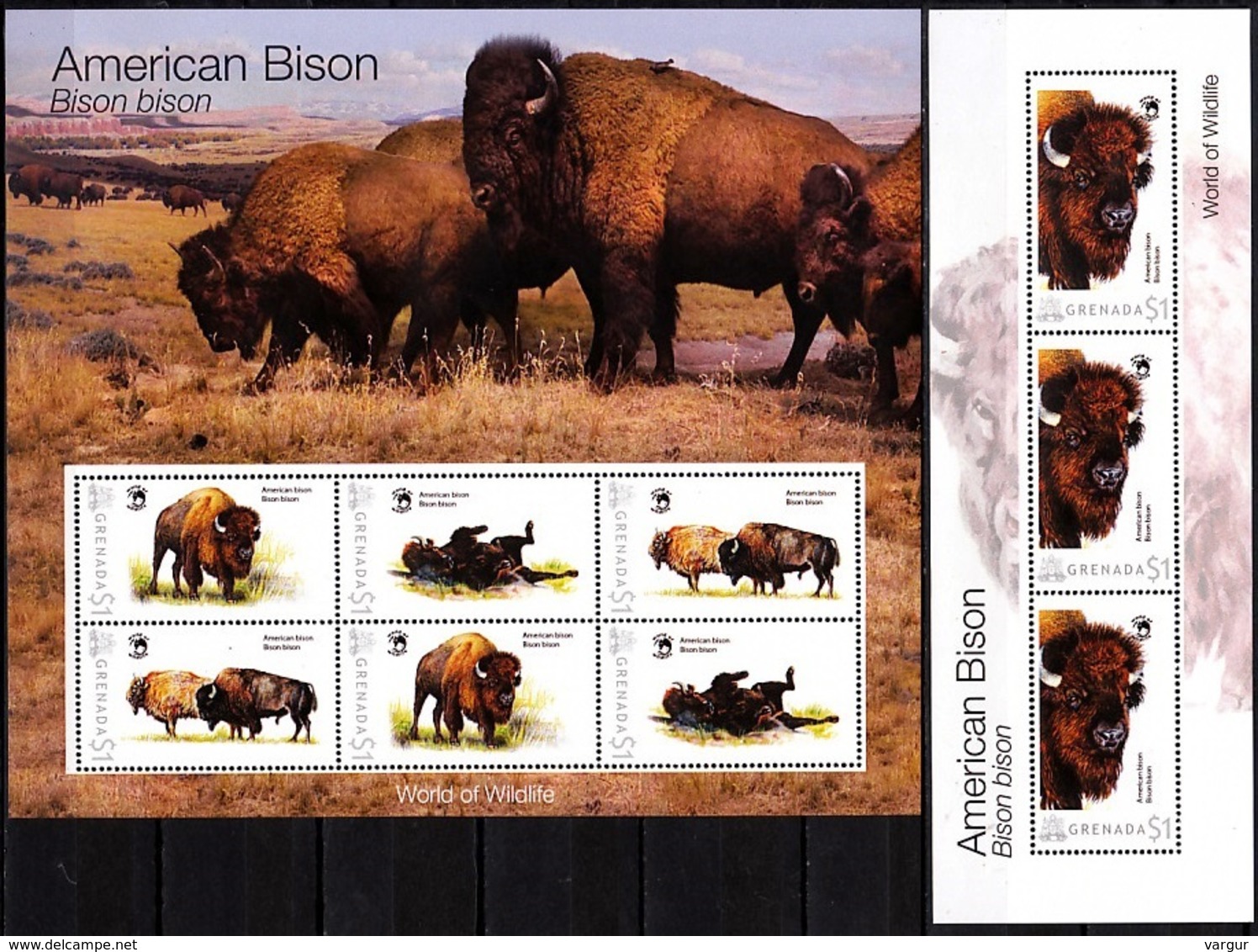 GRENADA 2012 FAUNA World Of Wildlife: American Bison. 2 MINI-SHEETS, MNH - Unused Stamps