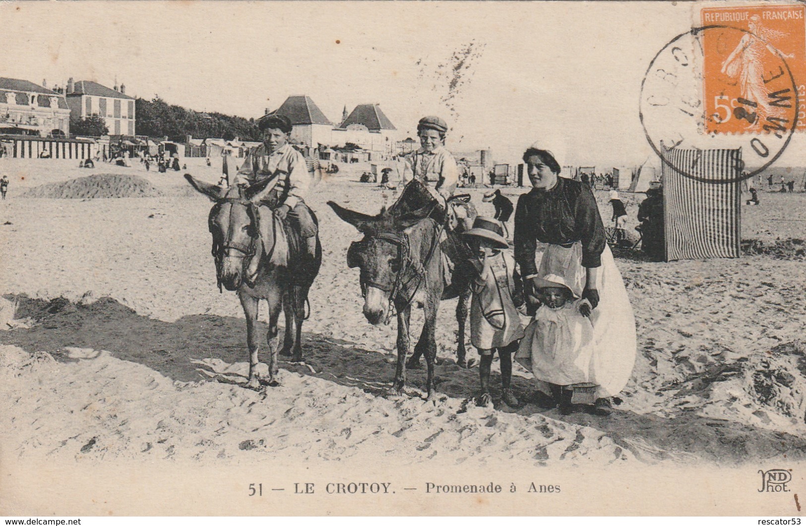 Rare Cpa Le Crotoy Promenade En ânes - Le Crotoy