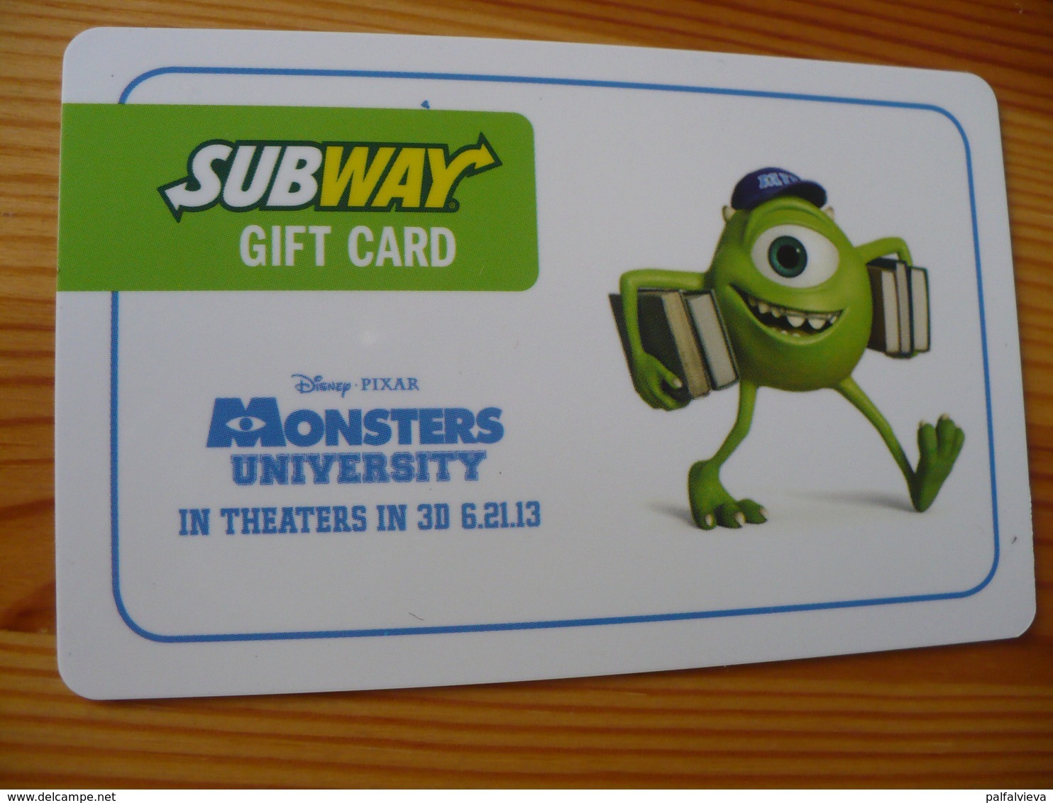 Subway Gift Card USA - Disney, Monsters University - Cartes Cadeaux