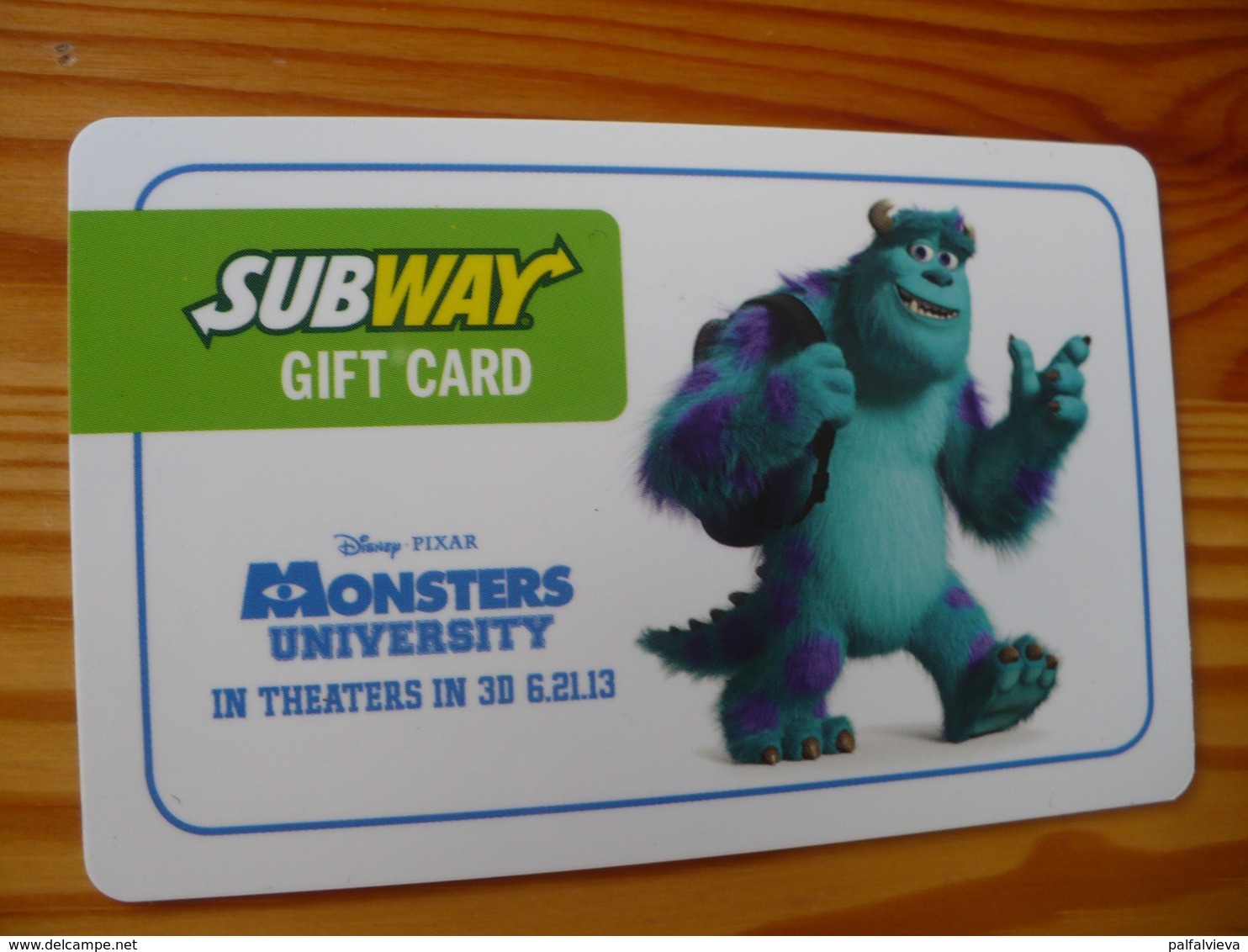 Subway Gift Card USA - Disney, Monsters University 2013 - Gift Cards