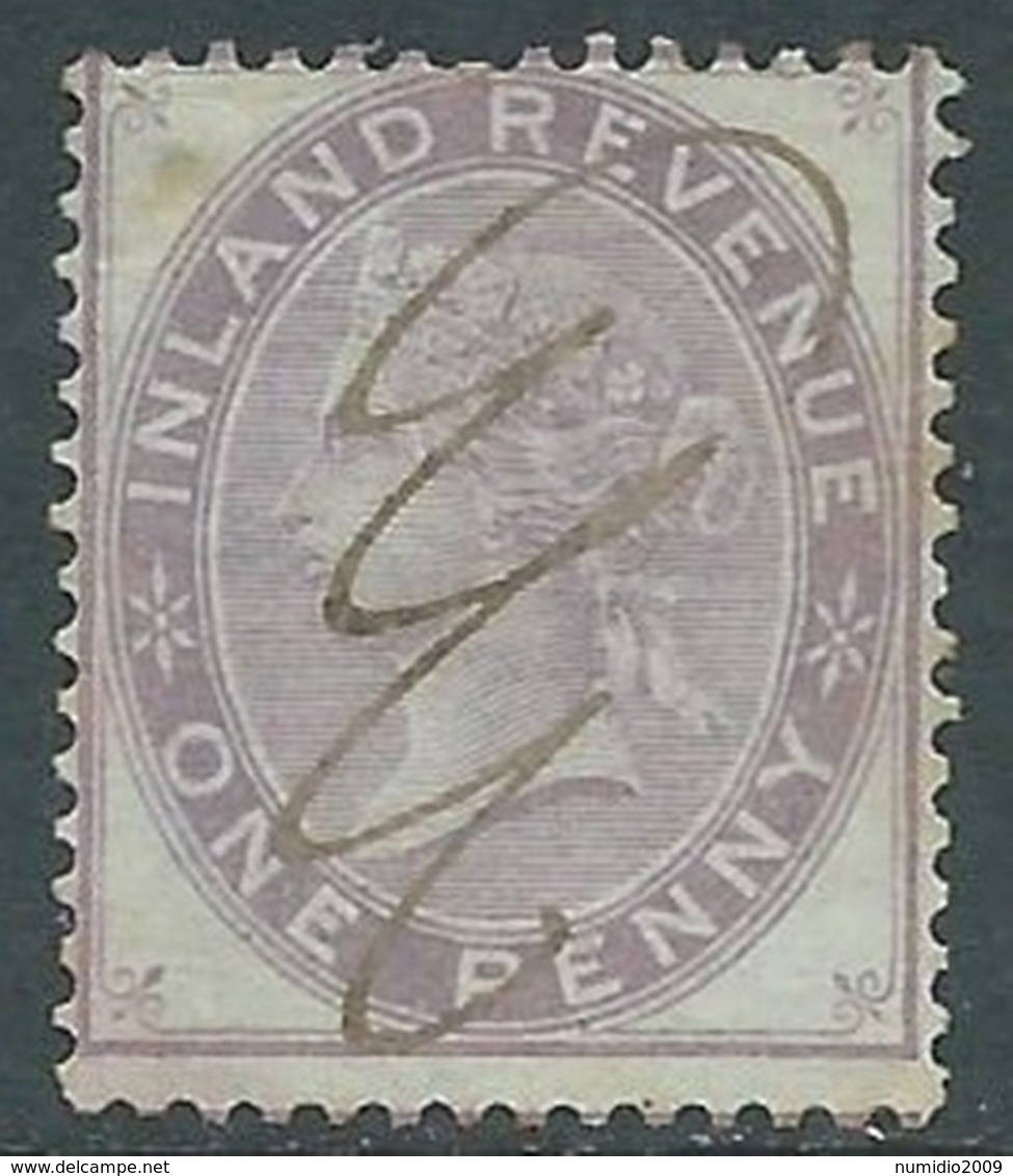 1867-19 GREAT BRITAIN USED POSTAL FISCAL STAMPS F19 1d DIE 1 - V10-6 - Revenue Stamps