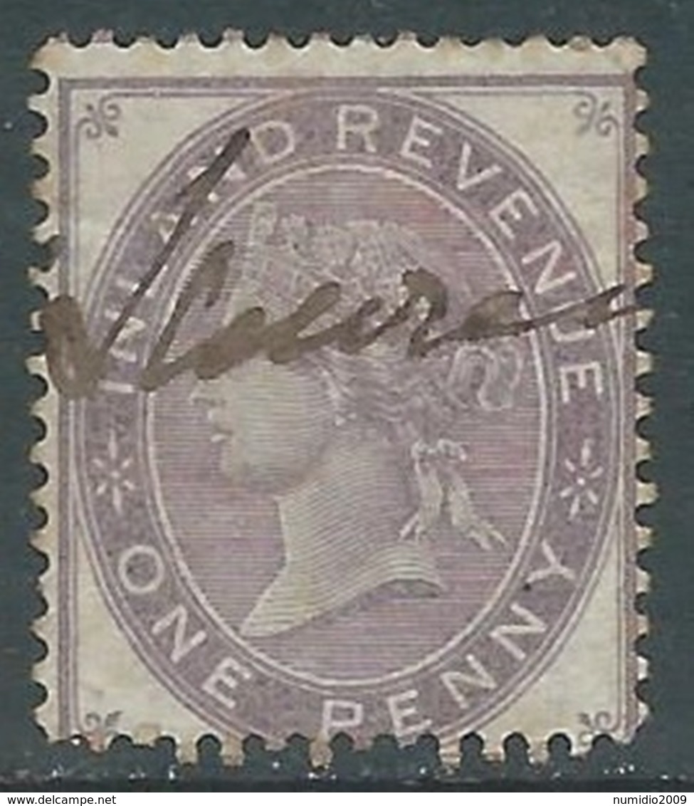 1867-19 GREAT BRITAIN USED POSTAL FISCAL STAMPS F19 1d DIE 1 - V10-8 - Fiscaux
