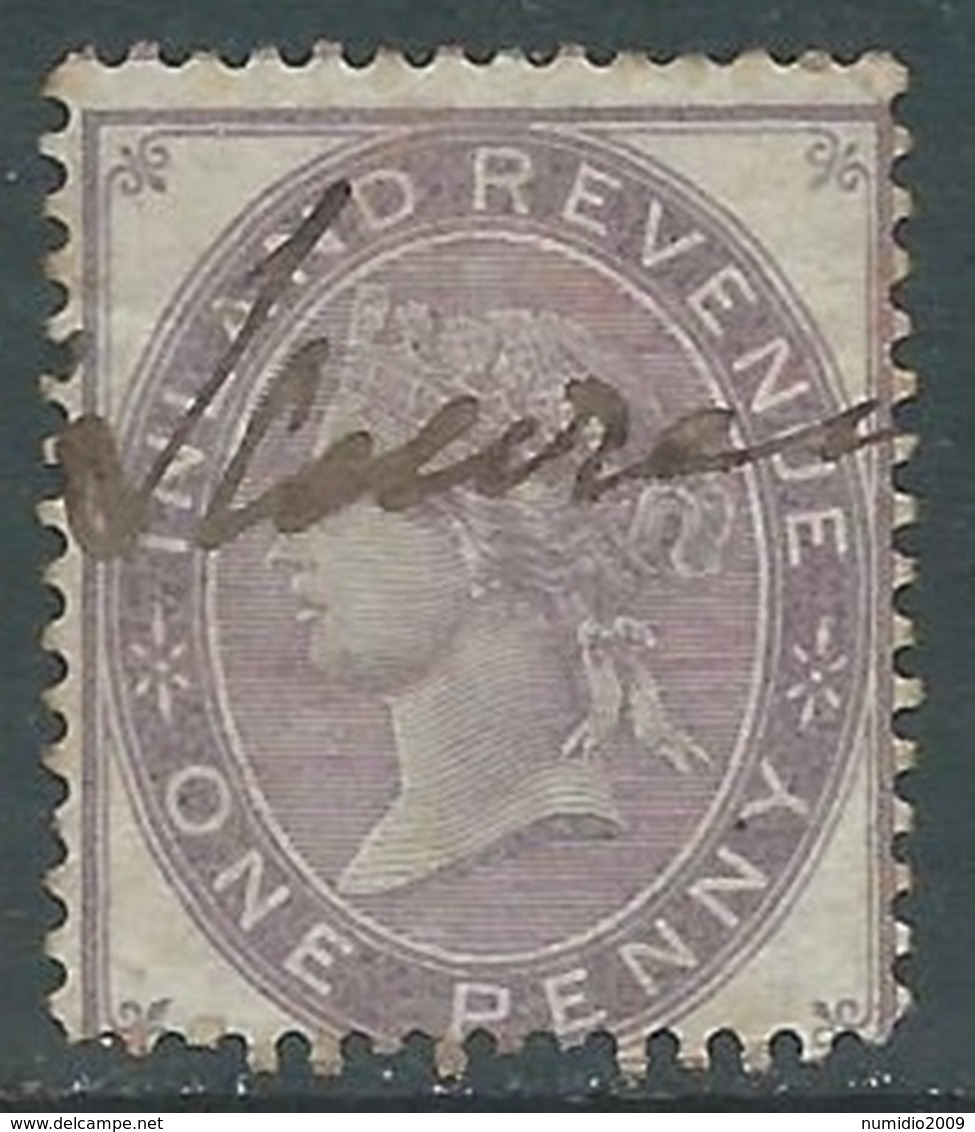 1867-19 GREAT BRITAIN USED POSTAL FISCAL STAMPS F19 1d DIE 1 - V10-8 - Revenue Stamps