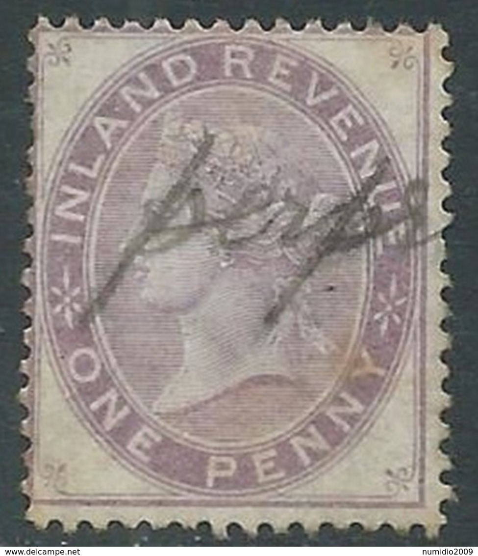 1867-19 GREAT BRITAIN USED POSTAL FISCAL STAMPS F20 1d DIE 2 - F19-7 - Revenue Stamps