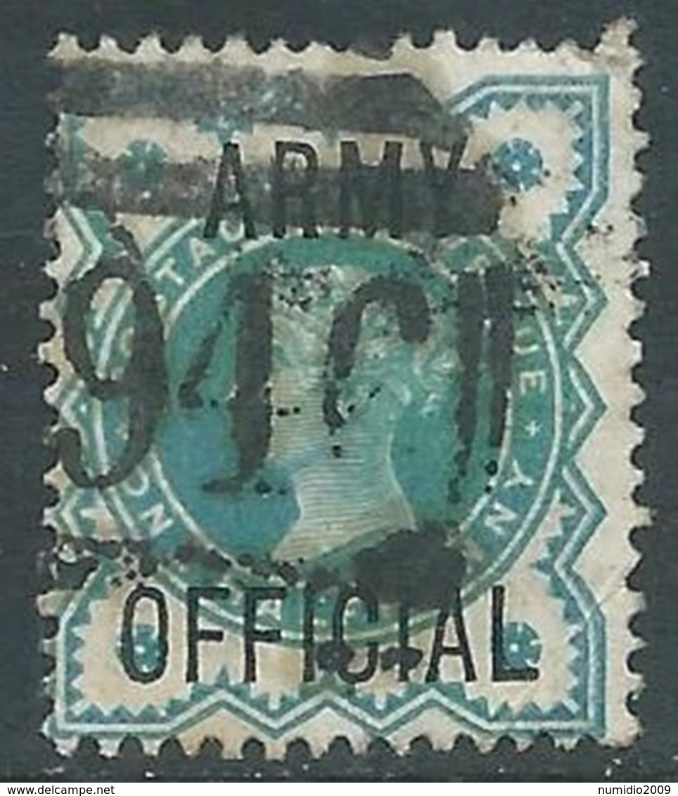 1896-1901 GREAT BRITAIN USED OFFICIAL STAMPS O42 1/2d BLUE GREEN - V9-7 - Servizio