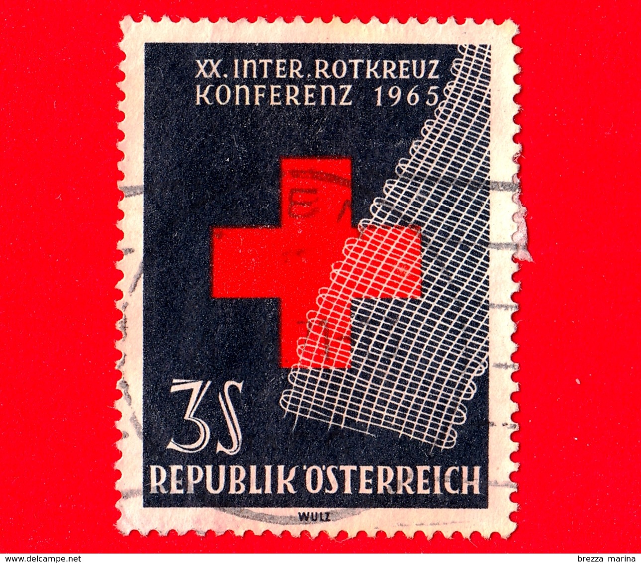 AUSTRIA - Österreich - Usato - 1965 - Croce Rossa - Red Cross - Garza - XX Conferenza - 3 - Usati