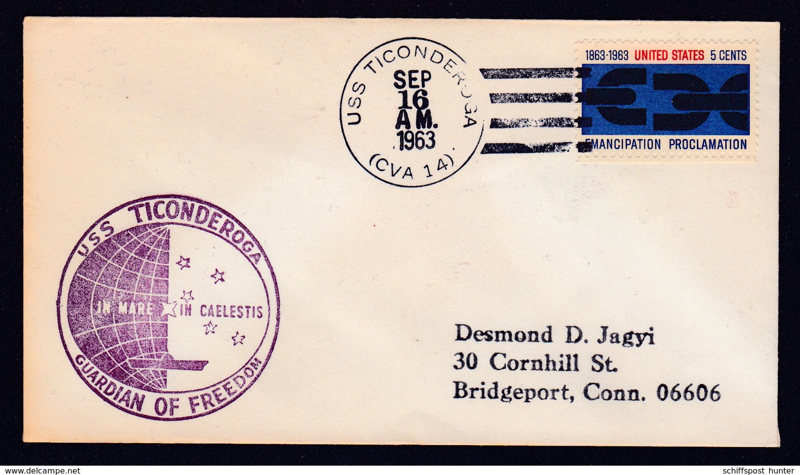 USS, TICONDEROGA ( CVA-14) 1963,Cachet + Postmark, Look Scan,LOW PRICE !! 25.6-29 - Boten