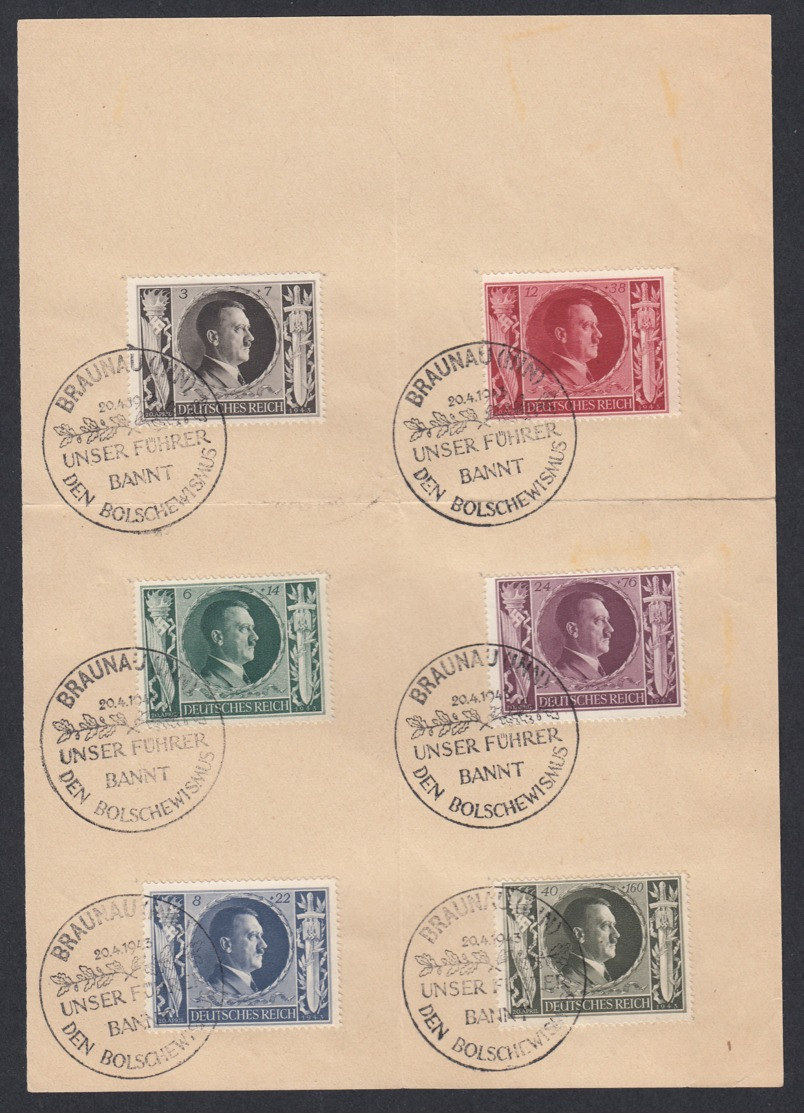 Deutsches Reich Mi Nr 844-849 Kompl Satz Mit Sonderstempel Auf Briefpapier Lot 1325 - Sonstige & Ohne Zuordnung