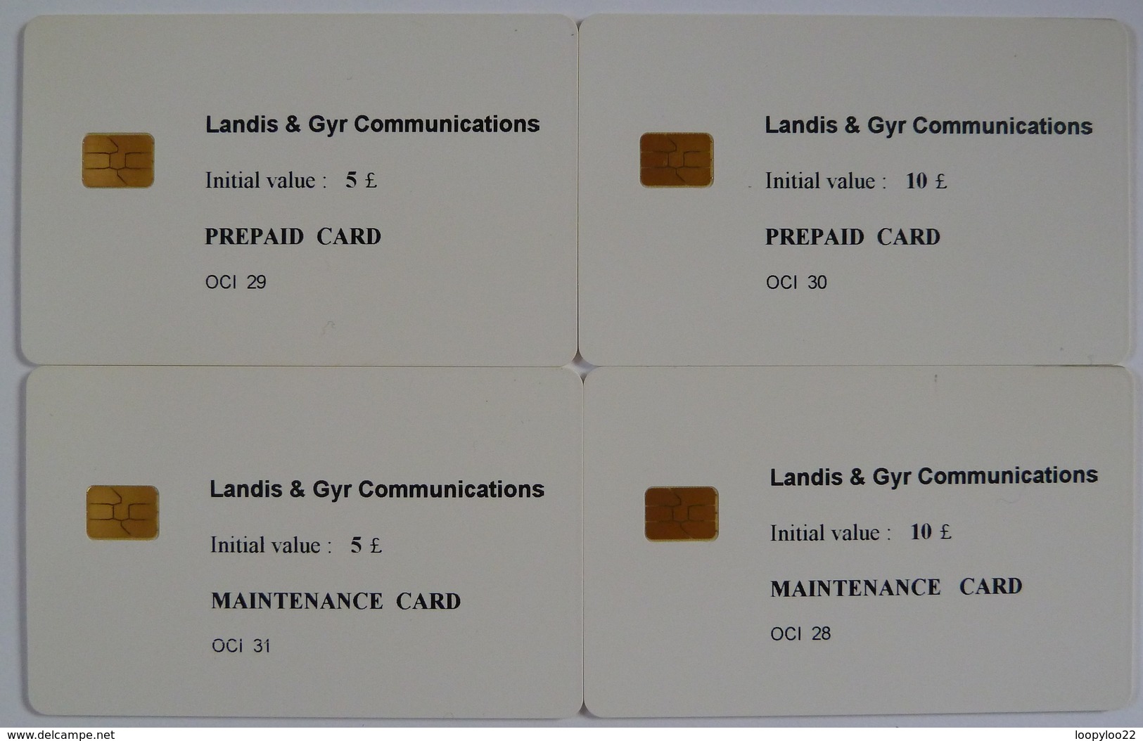 UK - Great Britain - Mint - Landis & Gyr Chip - Test Set Of 4 - Maintenance & Prepaid - OCI 28 / 31 - RR - BT Edición Interna