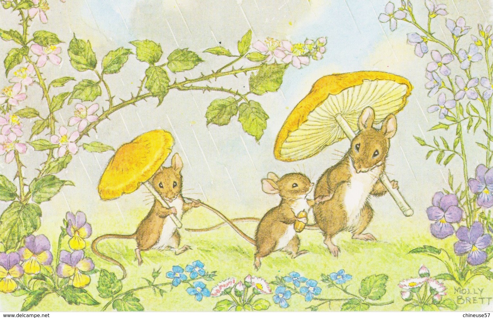 Illustrateur Molly Spring Shower Souris  Champignons - Andere & Zonder Classificatie