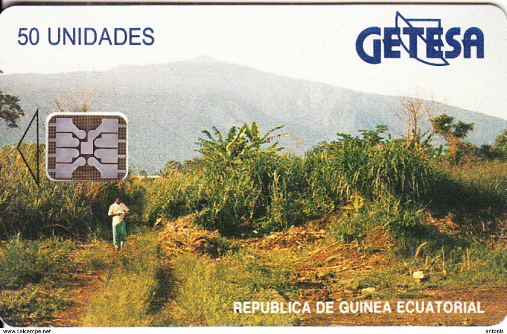 EQUATORIAL GUINEA - Landscape(reverse B, Matt Surface), Chip SC5, CN : 00410, Used - Guinea Equatoriale