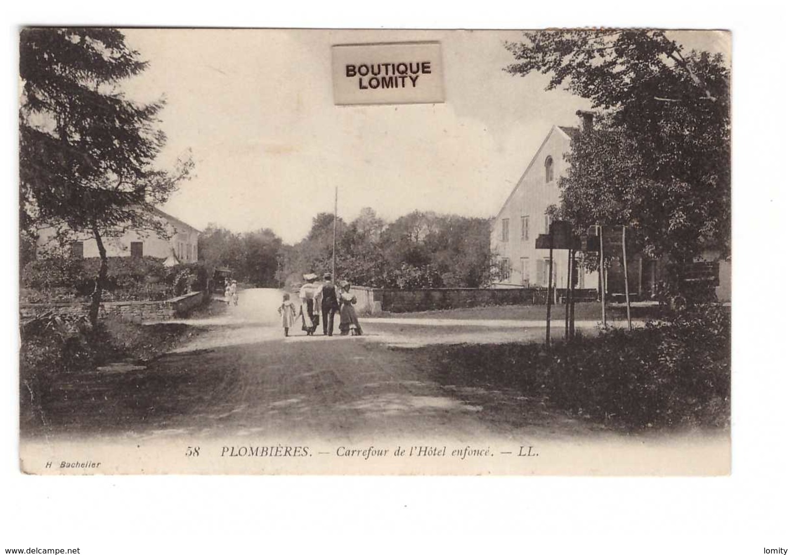 88 Plombieres Les Bains Carrefour De L' Hotel Enfoncé Cpa Carte Animée Cachet Daguin - Plombieres Les Bains