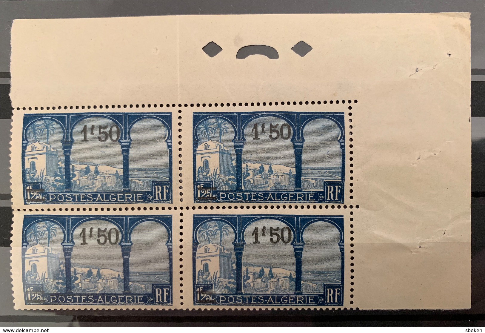 ALGÉRIE / ALGERIA 1927 - YT77** - BLOC DE 4, VUE PRISE DE MUSTAPHA SUPERIEUR (Cdf) - Neufs