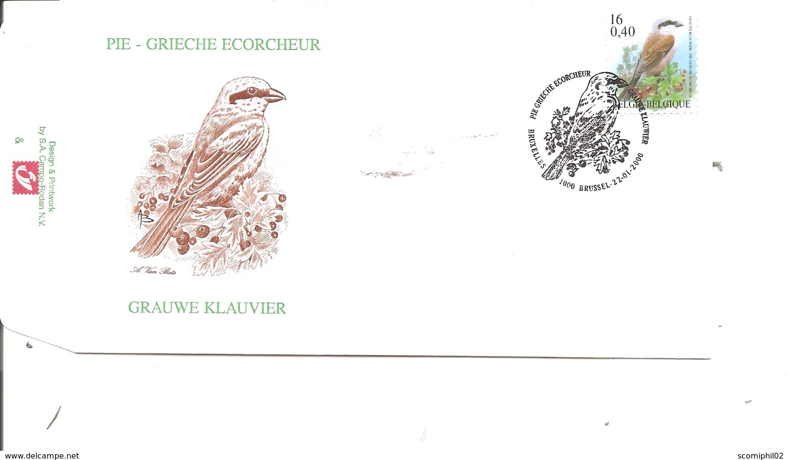 Belgique - Buzin - Pie Grièche écorcheur (  FDC De 2000 à Voir) - 1991-2000