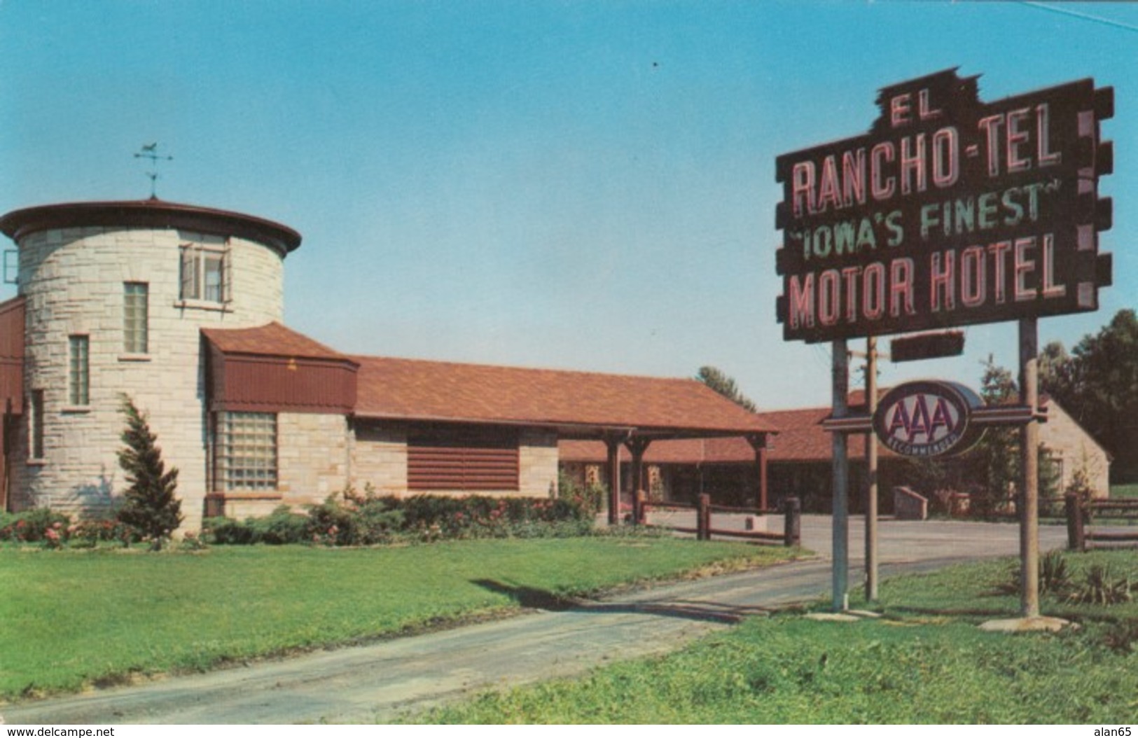 Davenport Iowa, El Rancho-Tel Motor Hotel Motel Loding Across From Duck Creek Golf Course, C1950s/60s Vintage Postcard - Davenport