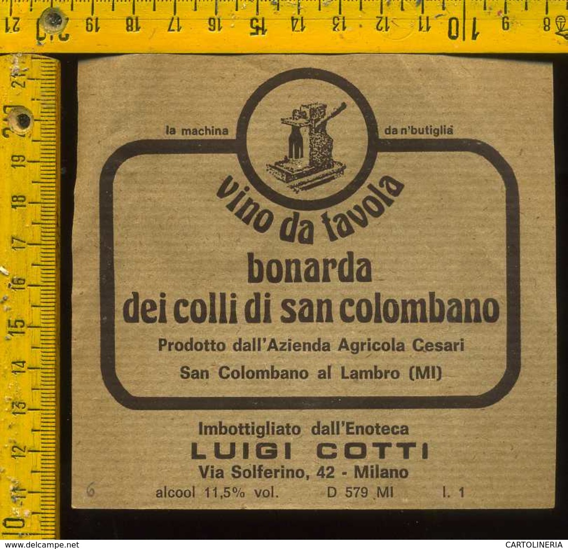 Etichetta Vino Liquore Bonarda Dei Colli Di S. Colombano MI - Altri & Non Classificati