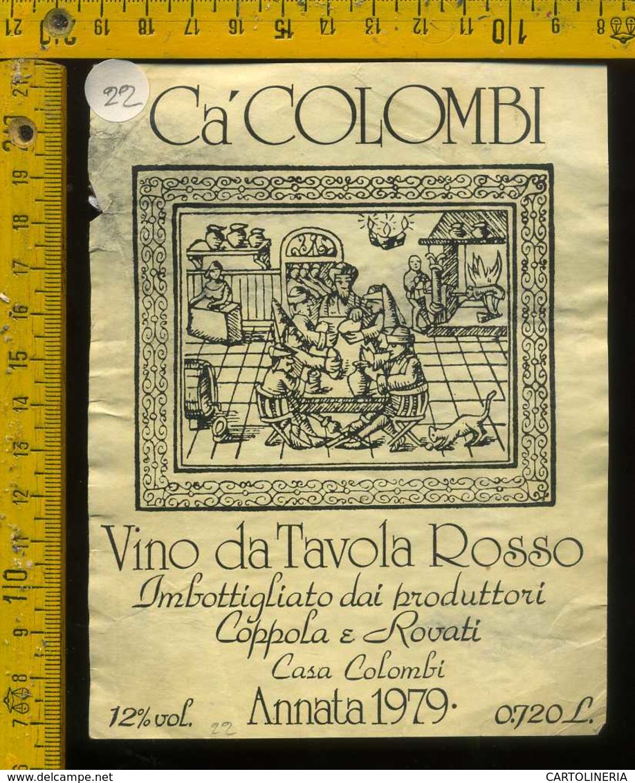 Etichetta Vino Liquore Rosso Ca' Colombi 1979 Coppola E Rovati - Altri & Non Classificati